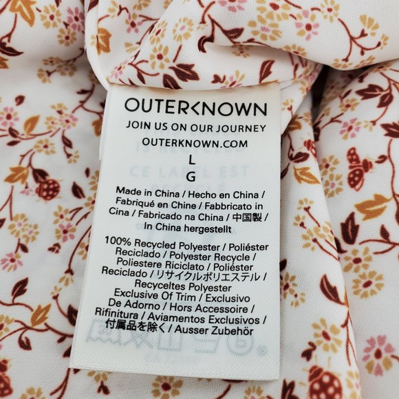 OUTERKNOWN Floral Print V Neck Short Sleeve Mini Dress Lightweight Womens Large - Picture 7 of 11